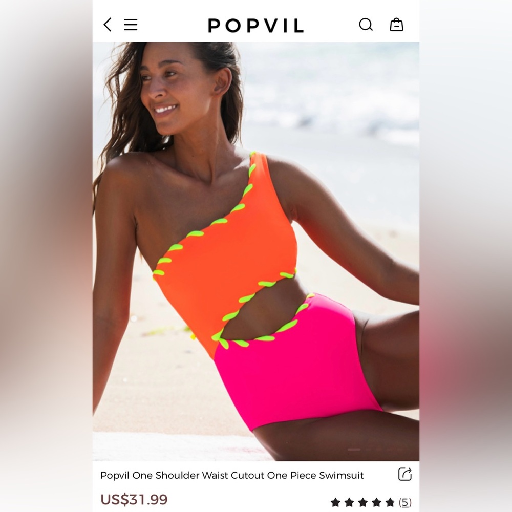 Popvil One-Shoulder Bathing Suit